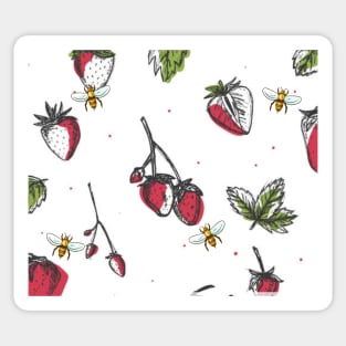 Summer Strawberries and Honey Bees Sticker